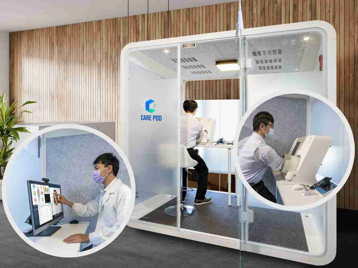 达擎于医疗科技展中展出＂远距诊疗舱＂，，以因应医疗数字化及社会高龄化趋势下、、、复诊及慢性病患等族群对于远距看诊需求逐渐升高所推出的创新整合方案。。多功能合一、、高隐私性的远距诊疗舱可根据病患端与医师端的不同需求，，，，提供弹性化及客制化功能，，节省医生和病患的精力及时间